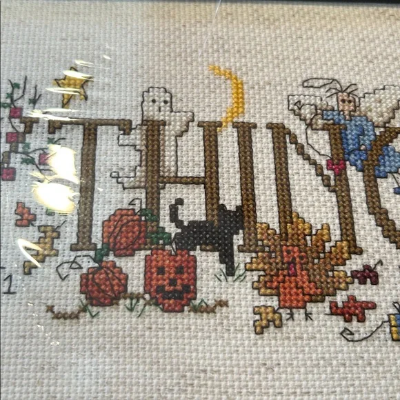 Framed 'Happy Everything' Cross-Stitch Art (New) - Picture 6 of 14